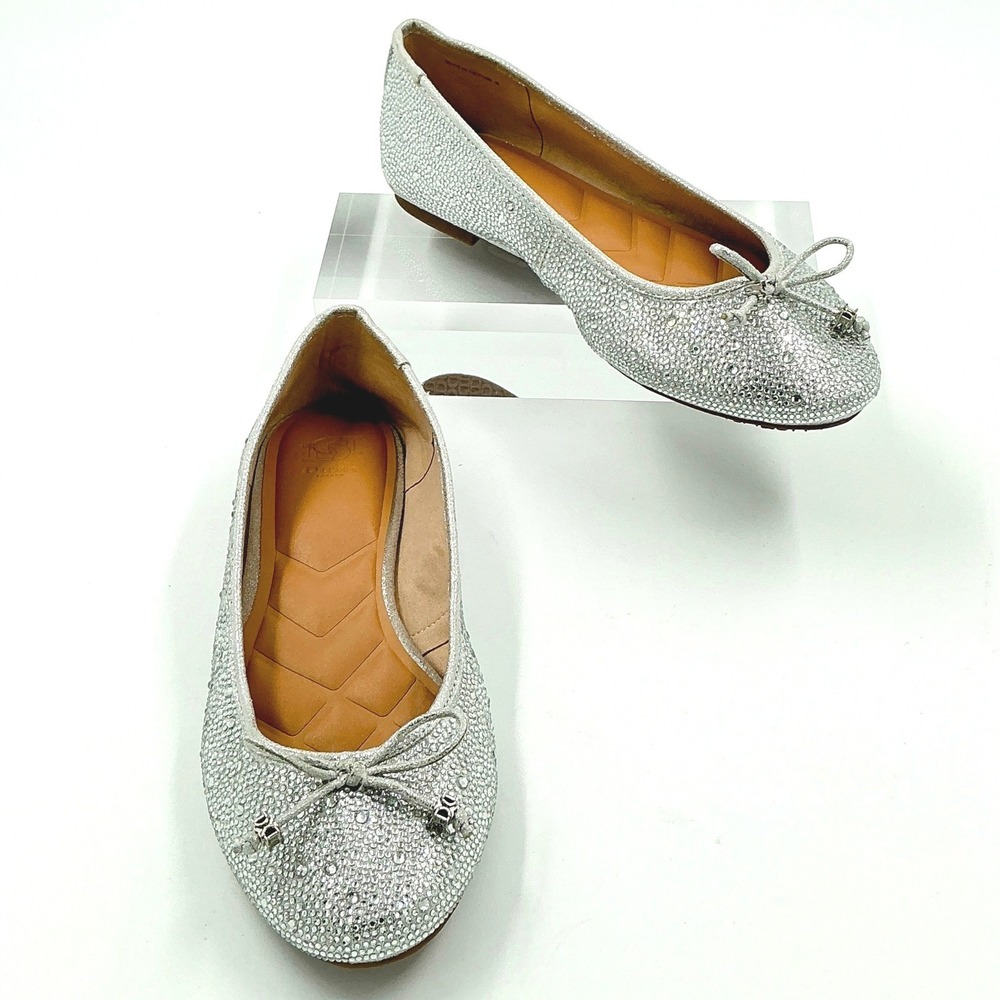 Dune London Size 38 US 7.5 Silver Rhinestone Ballet Flat Sparkly NEW Hallis $190